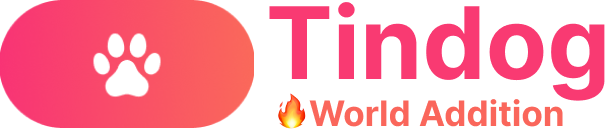 an icon of a dog's paw with Tindog and world edition written on the right in vibrant colors